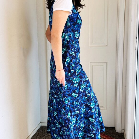 90s Vintage All That Jazz Floral Tank Top Maxi Sun Dress - Picture 3 of 6